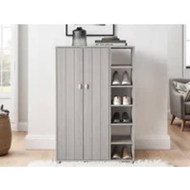 Bideford Tall Shoe Cabinet - Grey - One Size
