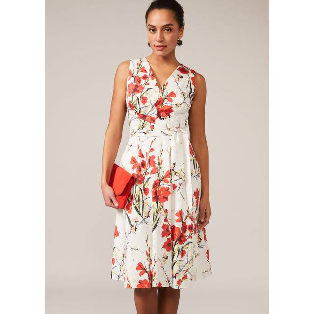 Phase Eight Women's Sofia Floral Cotton Dress - Ivory/Fire - 10