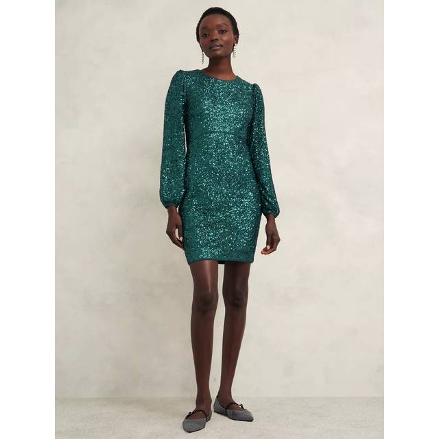 Hobbs Cianna Sequin Dress, Evergreen