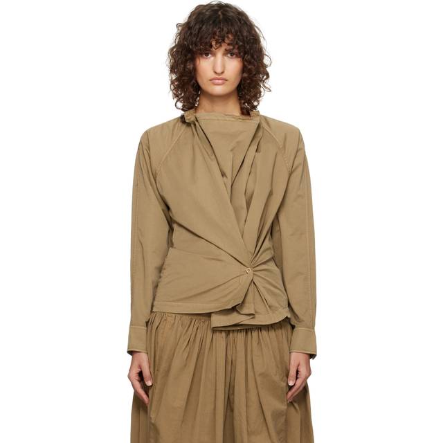 LEMAIRE Tan Twisted Blouse - BR409 Cub Brown - FR 42