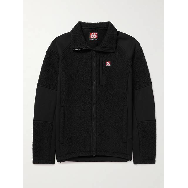66 North - Tindur Logo-Appliquéd Jersey-Panelled Fleece Jacket - Men - Black - S