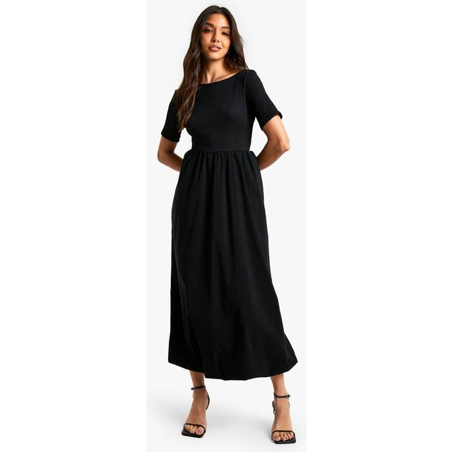 Womens Texture Volume Skirt Midaxi Dress - Black - 14, Black
