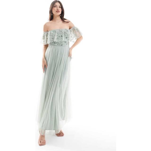 Maya Deluxe Floral Embellished Bardot Maxi Dress