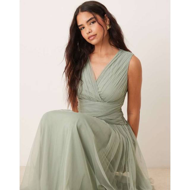 Anaya With Love Tulle Wrap Gathered Waist Maxi Dress