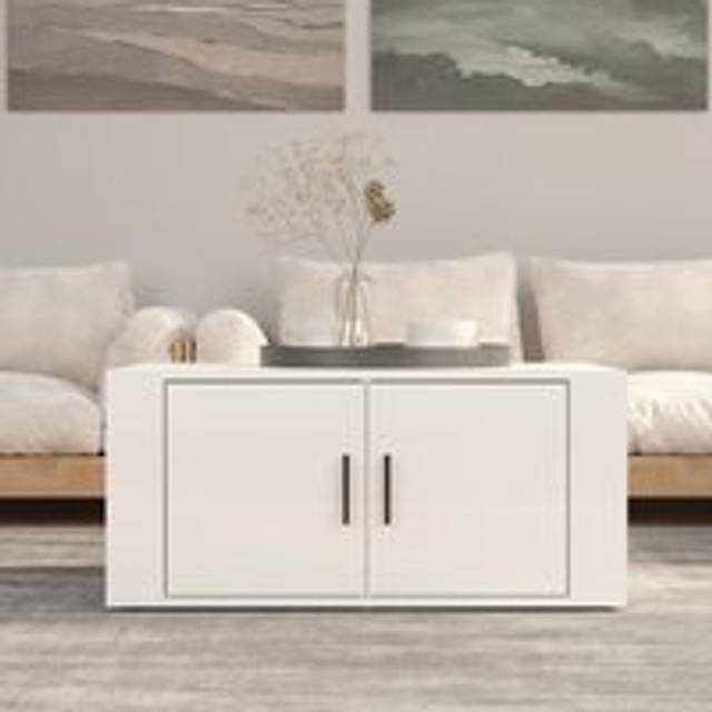 Coffee Table High Gloss White 80x50x36 cm Engineered Wood - One Size