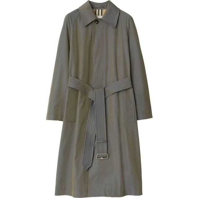 Burberry - long cotton car coat - women - Viscose/Cotton/Cotton - 6 - Grey