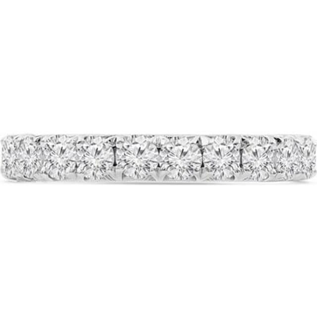 Majesty Diamonds MD230312-5.5 1.13 CTW Round Diamond Semi-Eternity Anniversary Wedding Band Ring in 18K White Gold - Size 5.5