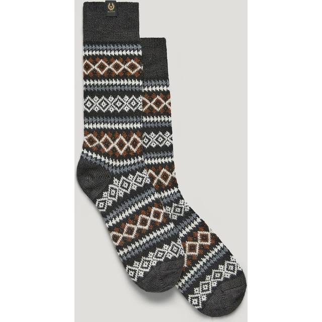 Belstaff Thistle Fair Isle Socks Men's Merino Wool Multi Colour Size S-M (4 - 7)