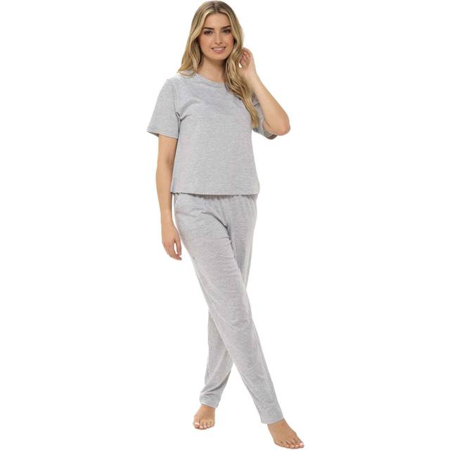Womens lounge set jersey marl loungewear pyjama sets pyjamas home casual