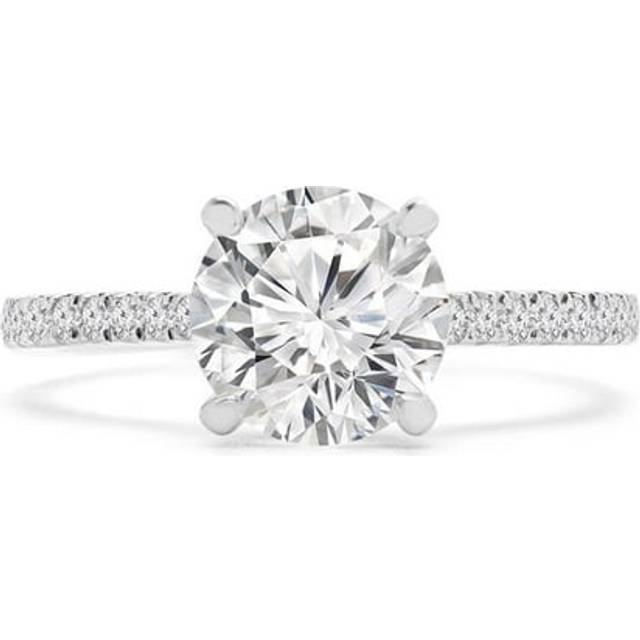 Majesty Diamonds MD240137-P 1.2 CTW Round Diamond Cathedral Tapered Solitaire with Accents Engagement Ring in 14K White Gold - Size 4 to 9