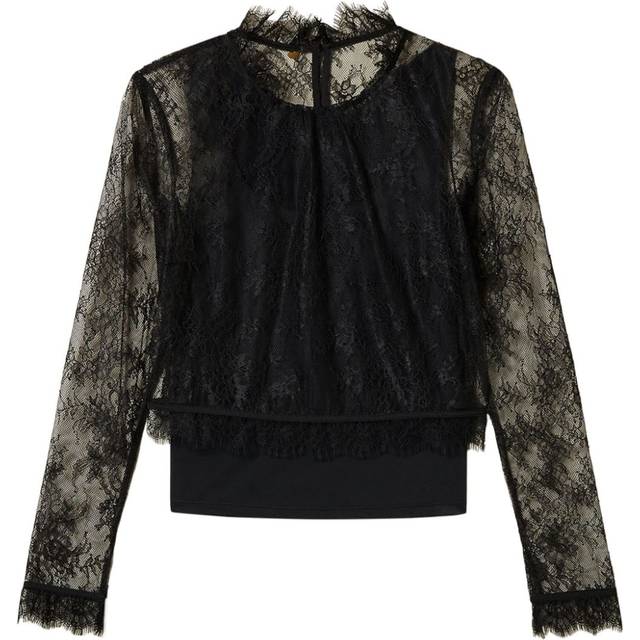 TWINSET - lace blouse - women - Polyamide/Elastane/Polyester - M - Black