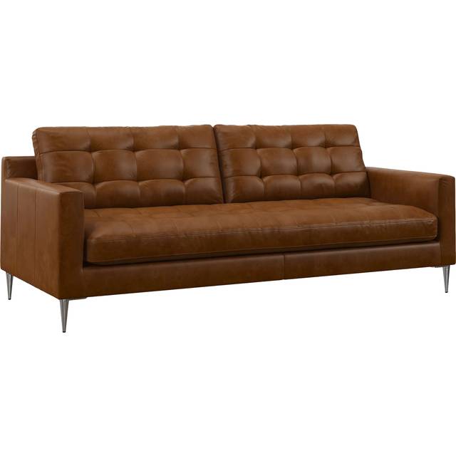 John Lewis Draper II Large 3 Seater Leather Sofa, Metal Leg