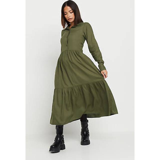 Pixiegirl Petite Khaki Green Sleeved Smock Dress 6 Pixiegirl | Petite Women's Casual Dresses