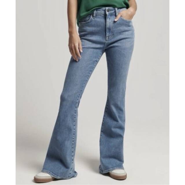 Rrp £63 superdry women's studios high rise skinny flare navy jeans 28w 33l