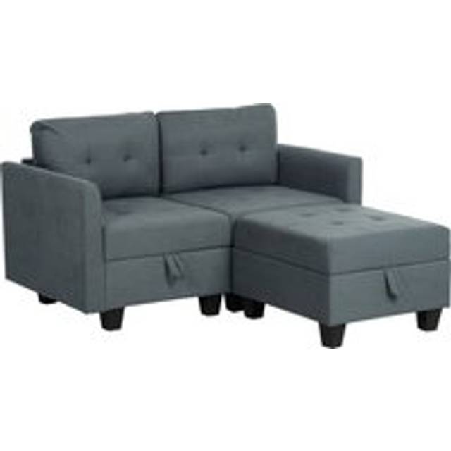 HOMCOM Modular Sectional Sofa with Storage 2 Seater Sofa Set Dark Grey