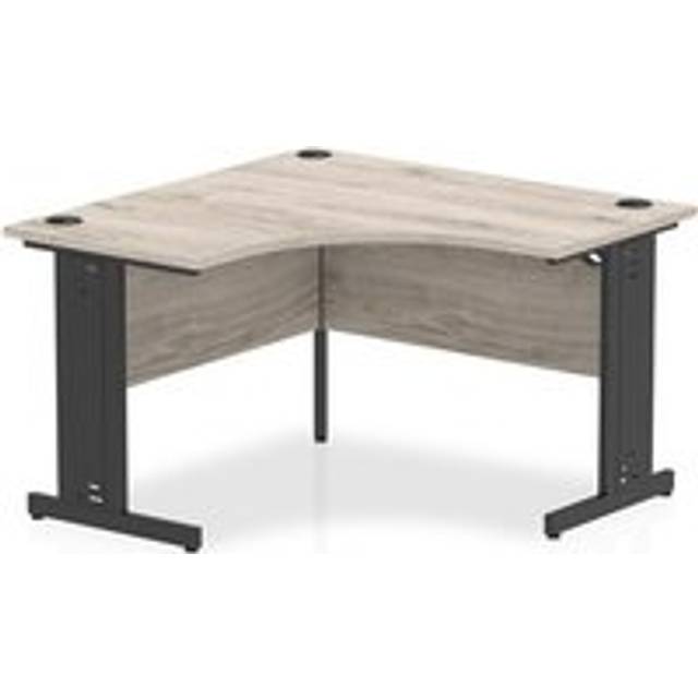 Impulse 1200mm Corner Office Desk Grey Oak Top Black Cable Managed Leg