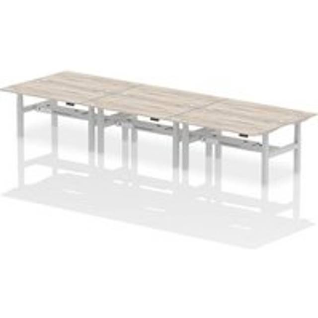 Air B2B 1600x800mm Height Adjustable 6P Bench Desk CP Grey Oak/Silver