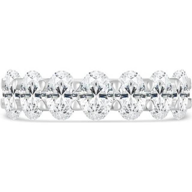 Majesty Diamonds MD240315 5.16 CTW Oval Lab Created Diamond Full Eternity Anniversary Wedding Band Ring in 14K White Gold - Size 6.5