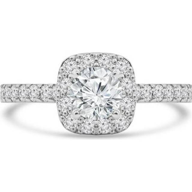 Majesty Diamonds MD240261-6.5 1.05 CTW Round Lab Created Diamond Cathedral Solitaire with Accents Engagement Ring in 14K White Gold - Size 6.5