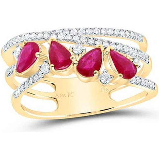 GND 183101 0.33 CTW Diamond Ana Mens 1 CT PS-Ruby Natural Gem Fashion Ring