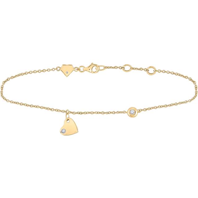 GND 150371 0.05 CTW Sterling Silver Womens Round Diamond Fashion Heart Bracelet