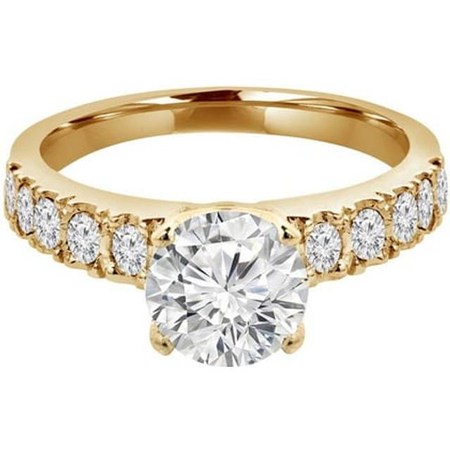 Majesty Diamonds MD240172-3.5 1.5 CTW Round Lab Created Diamond Solitaire with Accents Engagement Ring in 14K Yellow Gold - Size 3.5