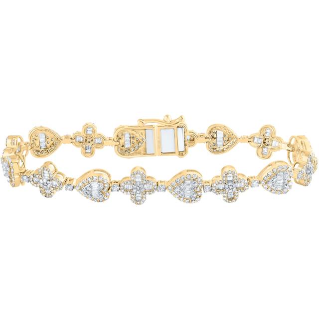 GND 185872 7 in. 3.2 CTW Diamond NK Clover Heart Ladies Bracelet