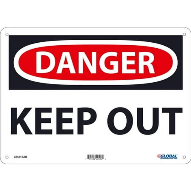 Global Industrial B2332404 Danger Keep Out Aluminum Sign - 10 x 14 in.