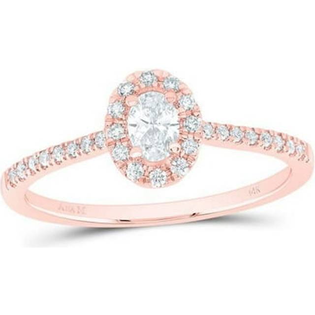 GND 186881 14KT 0.33 CTW Diamond Ana Mens 0.2 CT Oval Cut Fashion Promise Oval Ring