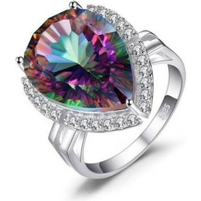 Majesty Diamonds MDS170268 13 CTW Pear Mystic Topaz Cocktail Ring in 0.925 Sterling Silver - Size 6