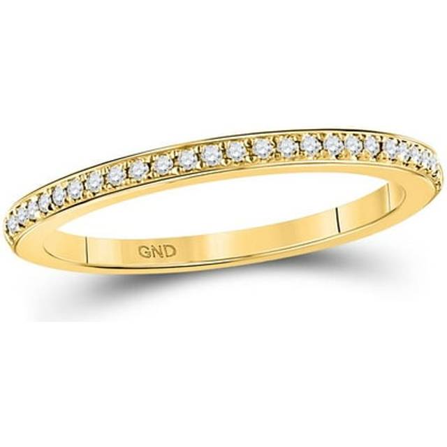 GND 117830 0.12 CTW 10KT Yellow Gold Womens Round Diamond Anniversary Stackable Band Ring, Size 7