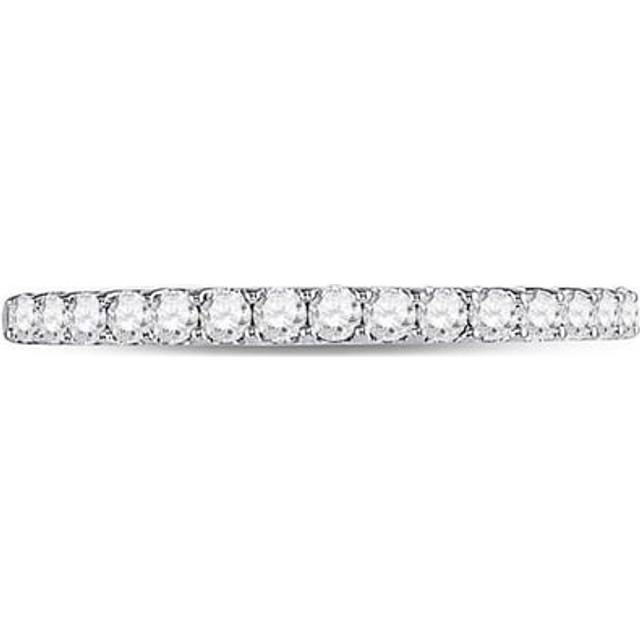 GND 92243 0.25 CTW 14KT White Gold Womens Round Pave-set Diamond Single Row Wedding Band, Size 7