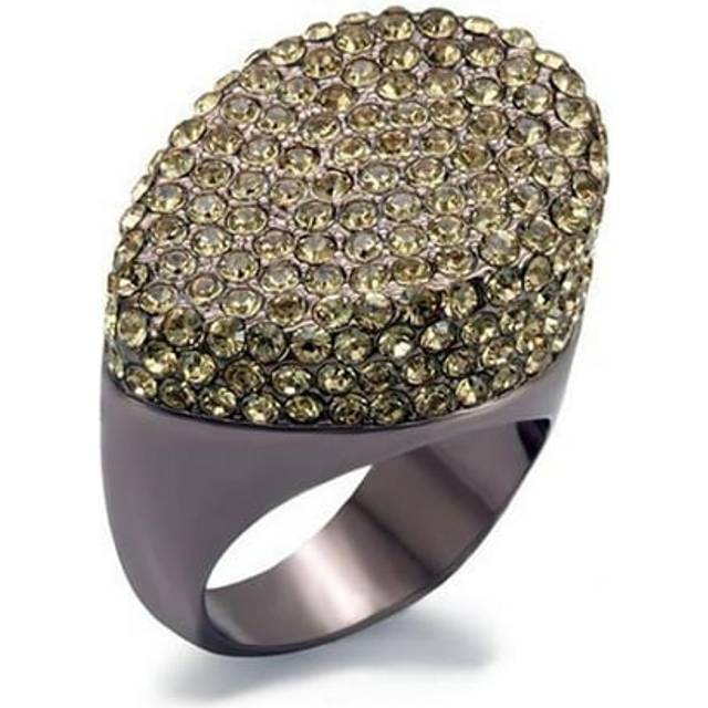 Alamode LO1693-8 Women Chocolate Gold Brass Ring with Top Grade Crystal in Citrine Yellow - Size 8