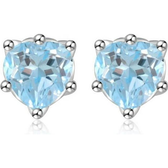 Majesty Diamonds MDS170363 0.33 CT Heart Blue Topaz Stud Earrings in .925 Sterling Silver with 18K