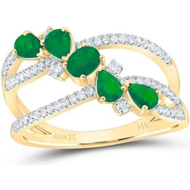 GND 183087 0.25 CTW Diamond Ana Mens Oval Emerald 0.62 CT PS-EM Natural Gem Fashion Ring