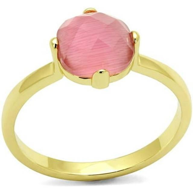 Alamode LO4075-8 Women Flash Gold Brass Ring with Synthetic in Rose - Size 8