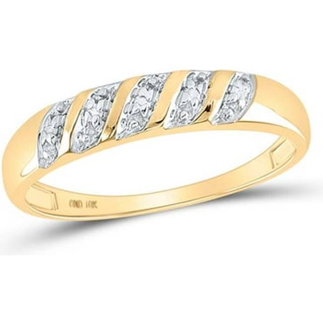 GND 15483 0.05 CTW 10KT Yellow Gold His Hers Round Diamond Solitaire Matching Bridal Wedding Ring Band Set, Size 7
