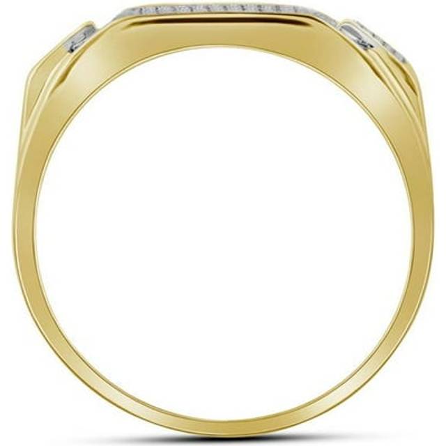 GND 91381 10K 0.5 CTW 10KT Yellow Gold Mens Round Diamond Rectangle Cluster Ring, Size 10