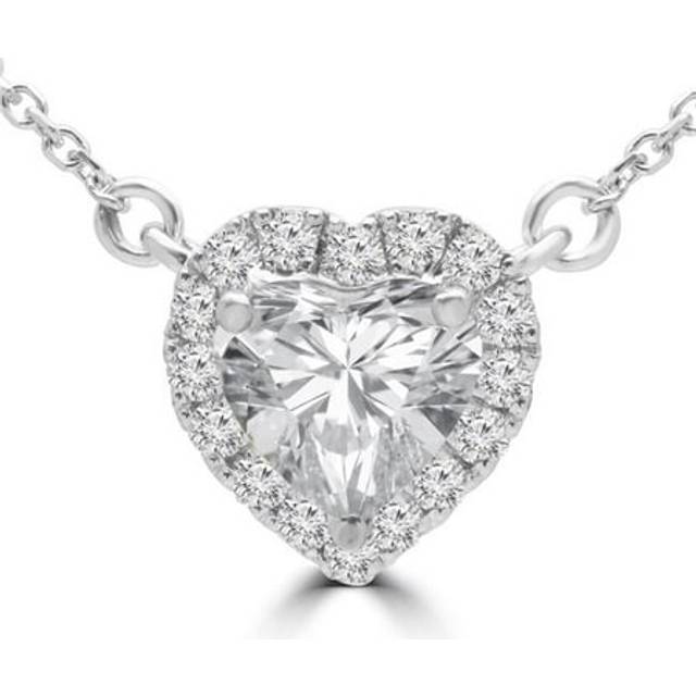 Majesty Diamonds MD240211 1.8 CTW Heart Diamond Halo Heart Necklace in 14K White Gold
