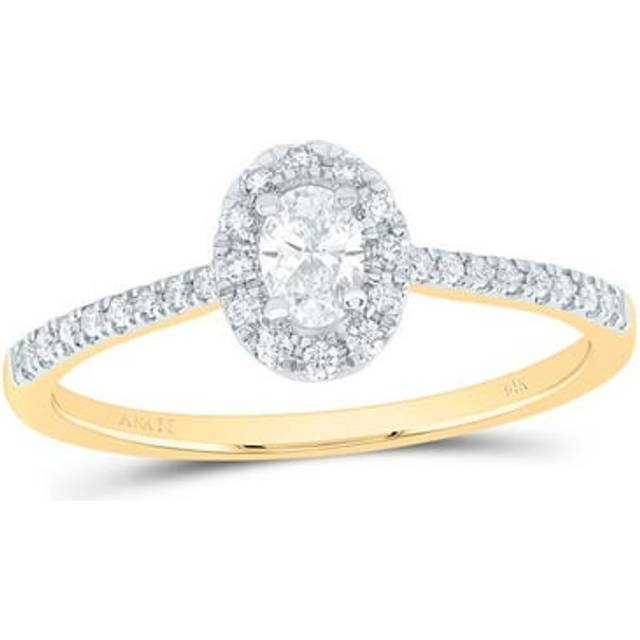 GND 186873 14KT 0.33 CTW Diamond Ana Mens 0.2 CT Oval Cut Fashion Promise Oval Ring