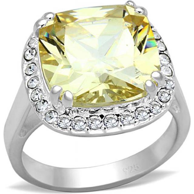 Alamode LOS718-7 Women Silver 925 Sterling Silver Ring with AAA Grade CZ in Citrine Yellow - Size 7