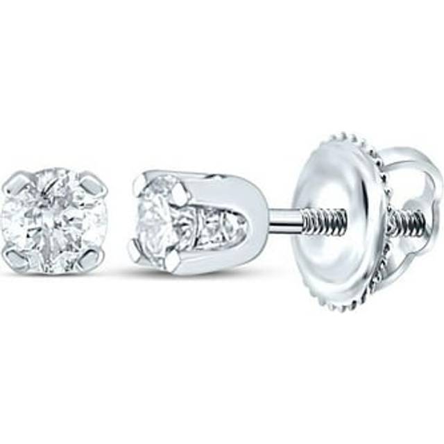 GND 68274 0.01 CTW 14KT White Gold Girls Infant Round Diamond Solitaire Stud Earrings