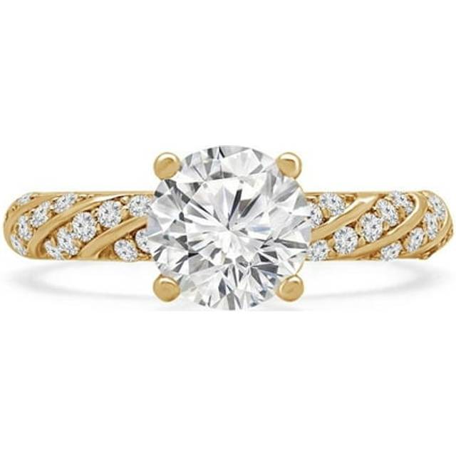 Majesty Diamonds MD240247-4 1.1 CTW Round Diamond Braided Solitaire with Accents Engagement Ring in 18K Yellow Gold - Size 4
