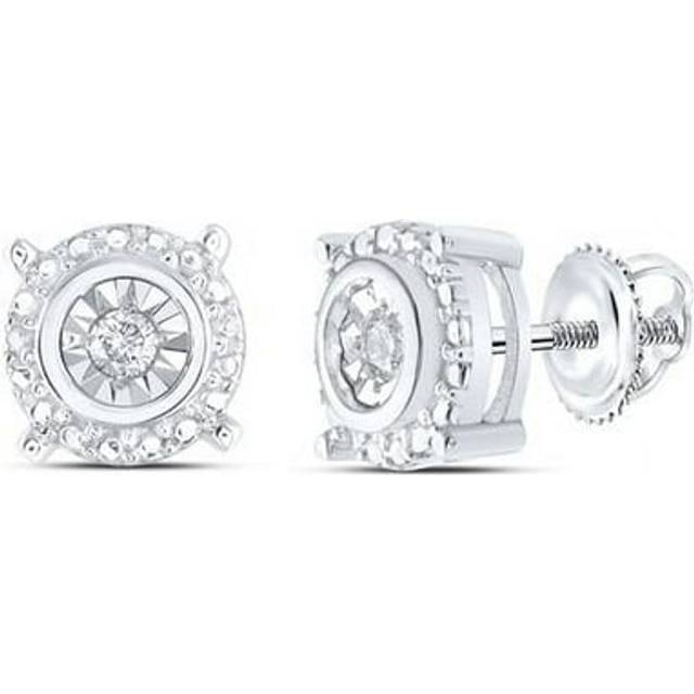 GND 75129 0.05 CTW Sterling Silver Womens Round Diamond Solitaire Screwback Stud Earrings