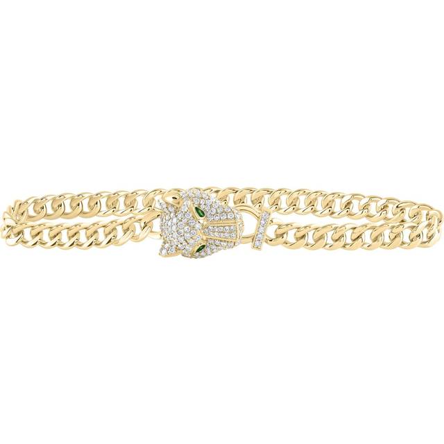 GND 179729 1.2 CTW Diamond CN 0.04 CT Emerald Red Ladies Leopard Bracelet