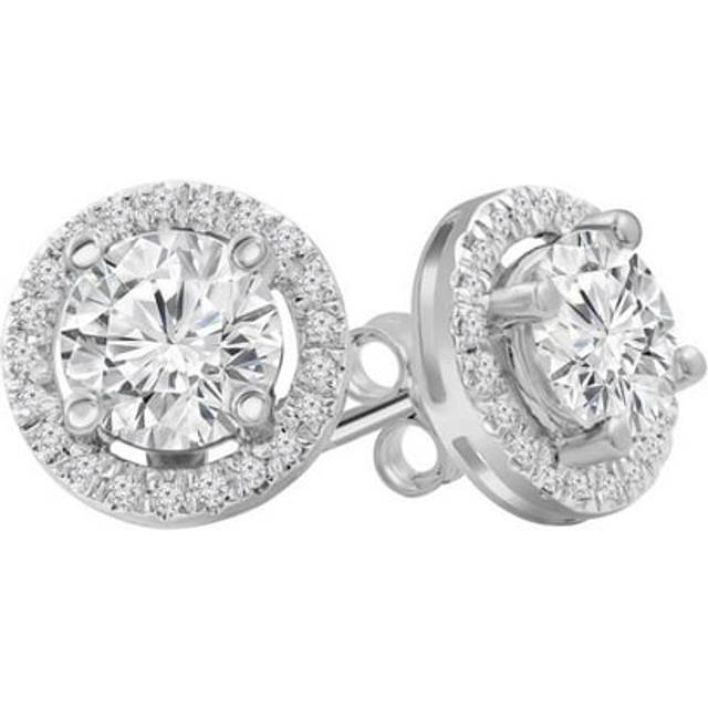Majesty Diamonds MD230252 2.13 CTW Round Lab Created Diamond 4-Prong Halo Stud Earrings in 14K White Gold