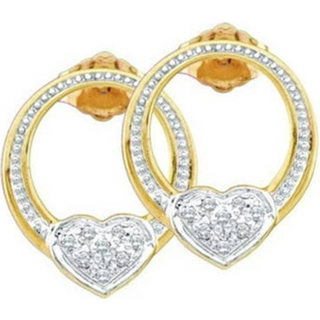 GND 45876 0.08 CTW Sterling Silver Womens Round Diamond Circle Heart Earrings
