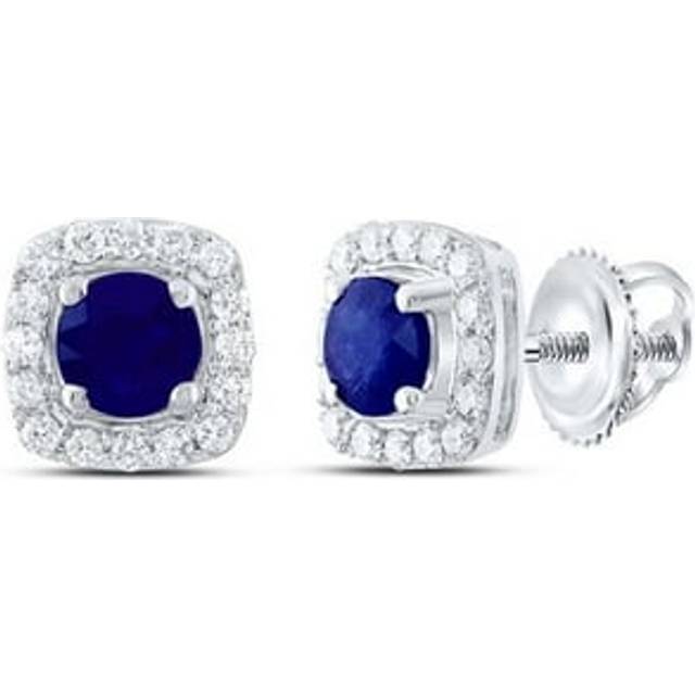 GND 179951 0.2 CTW Diamond CN 4 mm Red BS Natural Gem Stud Earring