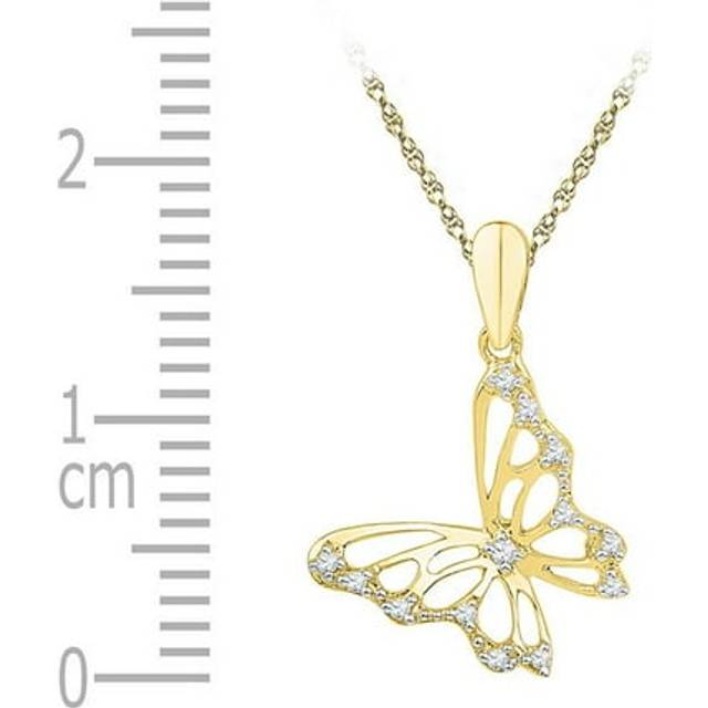 GND 99834 0.08 CTW 10KT Yellow Gold Womens Round Diamond Butterfly Bug Pendant