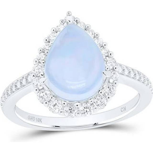 GND 180070 0.375 CTW Diamond CN 11 x 7.5 mm PS-Opal Natural Gem Pear Ring